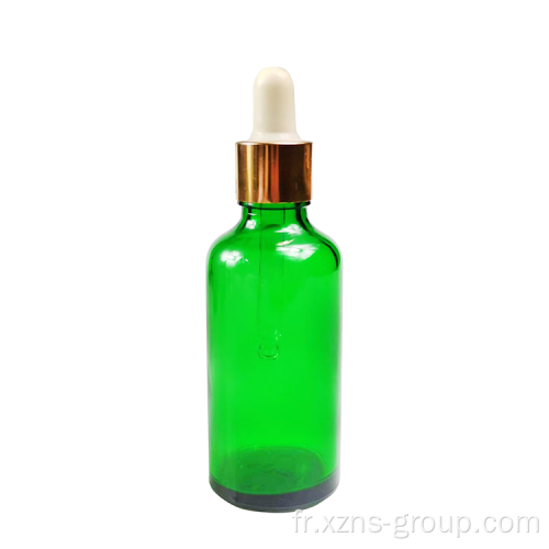 Bouteille verte de 50 ml avec compte-gouttes pour les huiles essentielles
